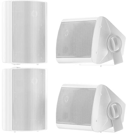 STUDIOFINIX 5,25 Zoll 600 Watt Außenlautsprecher Outdoor-Lautsprecher für Outdoor Indoor Wandhalterung Patio Deck Camper Garten, Terrasse, Restaurant Home, 2 Paar (Weiß)