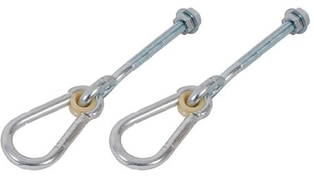 ChildWood Play 2 Swing Hooks Heavy Duty M10 Swing Hanger Bolts with Carabiner Clips to Hang Swing Accessories or Swing Seats from a Climbing Frame or Swing Frame Pack of Two