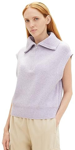 TOM TAILOR Denim Damen Troyer Pullunder , soft lavender melange, L