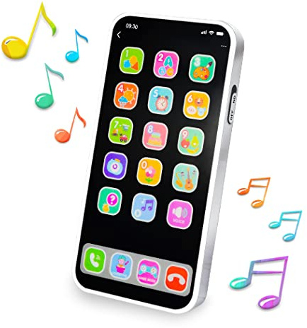 Ella Dream Baby Phone Toy for 1 Year Old Toddlers, Musical Cell Phone Toy with Light and Sound, Pretend Play Toy for Boys and Girls, Gifts for Birthday, Holiday (White)