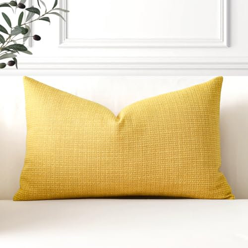 Artscope 1er Set Kissenbezug Einfarbig Wurfkissenbezug Leinen Kissenbezüge 40x60cm Moderne Dekokissen Kissenhülle Set Kissen Fall für Sofa Schlafzimmer Zuhause Dekor, Gelb