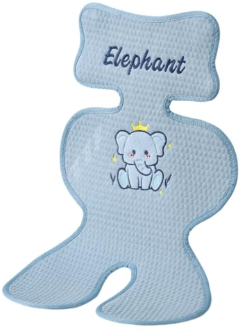 Odot Sitzauflage Kinderwagen Sommer, Universal Sitzauflage für Kinderwagen Atmungsaktive Sommer Sitzeinlage Buggy und Kindersitz Waschbar Babyschale Sitzbezug (Blaue Stickerei,70x40cm)