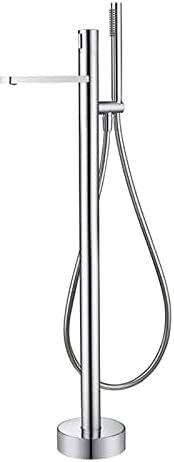 Mitigeur De Bain-Douche Sur Pied Bec Pivotant À 360 ° Robinets De Salle De Bain Mitigeur Avec Mitigeur De Douche À Main Noir,Chrome