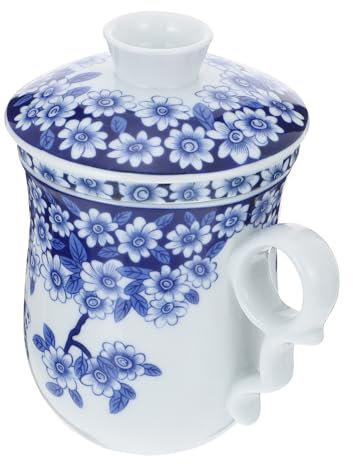Cabilock 1pièces Tasse Porcelaine Chinoise Avec Couvercle Et Filtre Mug Céramique Pour Thé Et Infusion Bureau Et Maison Modèle