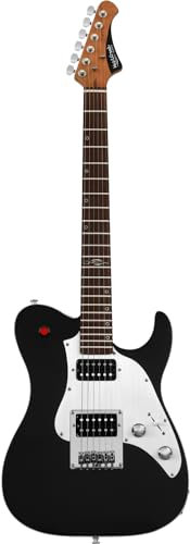 WestCreek TT-50KS Solid Body Electric Guitar, Mahogany Body, Maple Neck, Rosewood Fretboard, Rounded End Frets, Bone Nut, 22 Frets (Black)