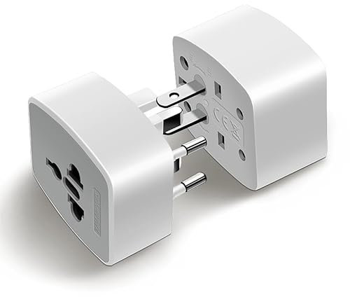 QENEQ Reiseadapter Weltweit Reisestecker Adapter 3 in 1 Internationaler Steckdosenadapter Set mit Reiseadapter Typ G Typ A und Typ F Stecker für USA UK Australien Kanada Japan Dubai