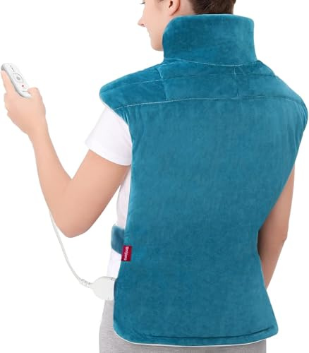 Comfytemp Ponderée Coussin Chauffant Dos, pour les Épaules et le Cou, 6 Niveaux de Chaleur, Arrêt Automatique de 0,5 à 9 H, Chauffage pour le Dos et le Cou de 1,1 kg, Cadeau pour Mère, Maman, Papa