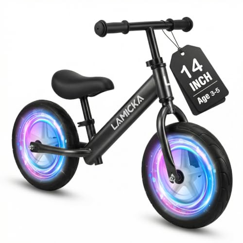 TRIOBLADE 12/14 Balance Bike 2-5 Year Old Toddler Bike Kids Baby First Bike Training Bicycle No Pedal Adjustable Handlebar/Seat Gift for 2-5 Year Old Boys Girls (14inch Black)