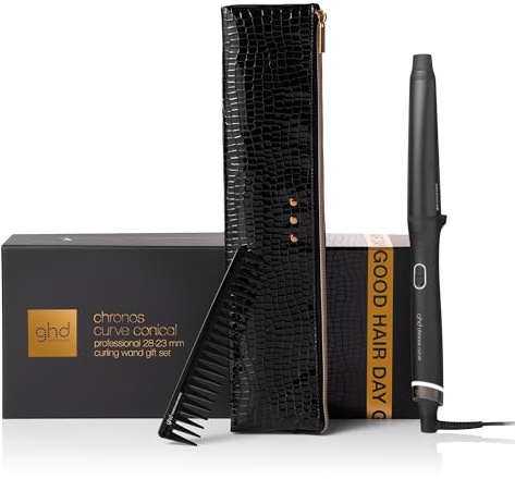 ghd Chronos Curve Conical Wand Festive Gift Set - Hair Curler, with Paddle Brush andheat-Resistant Bag, for Beach Curls That Last All Day