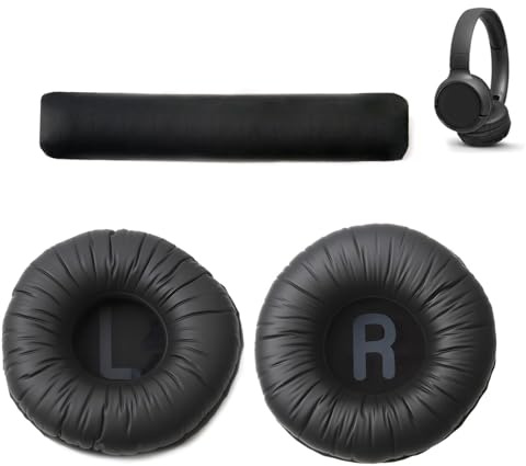 Amztour Cuscinetti Auricolari per JBL Tune 600BT, T520BT, T510BT, T500BT e T450BT Memory Foam Cuscino 70mm Cuscinetti Cuffie con Cuscino Fascio Testa Comodo da Indossare Nero