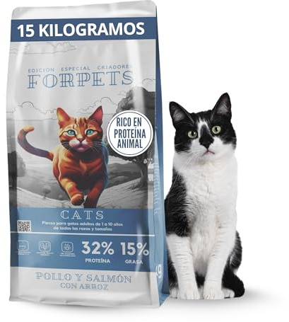 Pienso para Gatos Adultos con Pollo y Salmón | Salud Urinaria, Pelo Brillante y Digestión Sensible | Alto en Proteína, Sin Gluten | Razas Pequeñas y Medianas | FORPETS Cats