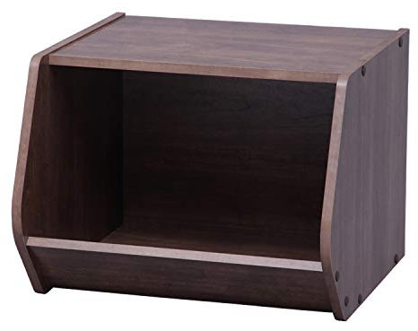 Iris Ohyama, Scatola portaoggetti aperta in legno Armadio piccolo/Mobili laterali/impilabile, Contemporaneo, Design,Ufficio, STB-400,marrone