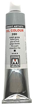 Ölfarbe für Künstler 84 Farben Professionelle Malerei Maestro Pan 45ml Tube - Kaltes Grau (Katalognummer : 280)