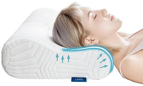 LAMB Nackenkissen Kopfkissen, Höheneinstellbares Memory Foam Nackenstützkissen Seitenschläferkissen, Ergonomisches Schlafkissen Antischnarchkissen mit RUCO-BAC Bezug