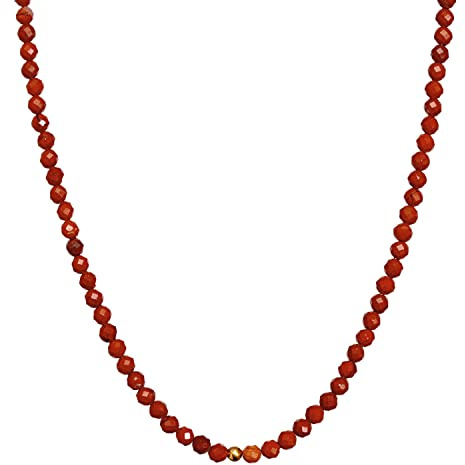 BERGERLIN Jaspis Halskette rot - rote Kette - Gold - XS-S