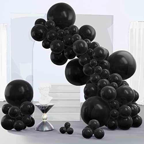PartyWoo Black Balloons 140 pcs Different Sizes of 18 12 10 5 Inch Black Balloons Arch Kit Garland for Baby Shower Birthday Graduation Casino Gaming Anniversary Retirement Party Decorations Black-Y18