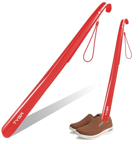 TYGA STORE Shoe Horn Extra Long Handled 23 inches, 58cm, Comfortable, Elongated Footwear Fitter (For Men & Women) (Red, 1)