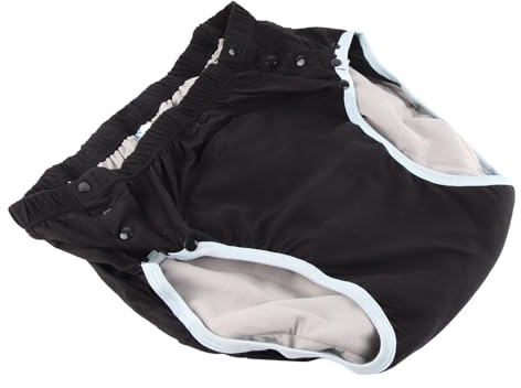 Pañal lavable para adultos, algodón negro reduce el olor, pañal de tela para adultos, cómodo, capa absorbente integrada para la noche para ancianos (XXL)