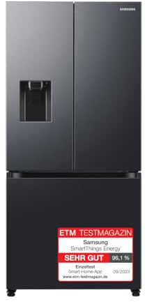 Samsung French-Door-Kühlschrank mit Gefrierfach, 178 cm, 495 l, WiFi & SmartThings AI Energy Mode, Twin Cooling+, Auto Ice Maker, No Frost+, Premium Black Steel, RF50C530EB1/EF