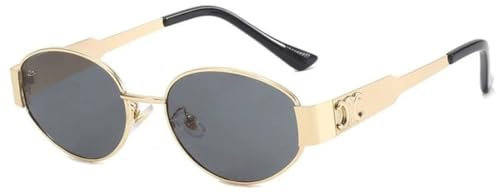 EIHI Retro Sonnenbrille Damen Herren Oval Metal Trendy Classic UV400 Schutz Sonnenbrillen, Damen Sonnenbrille, 1 Stück