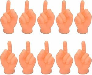 10 Pack Middle Finger Hands Premium Rubber Little Tiny Finger Hands Fun Realistic Design Hilarious Finger Puppets Mini Hand Dolls Storytelling Props Funny Finger Puppets