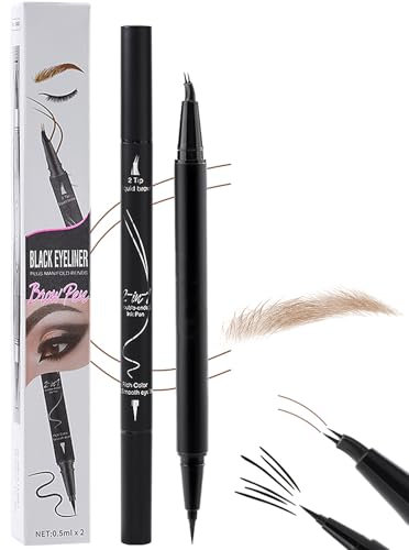 Curved Microblading Augenbrauenstift, Wischfest 2in1 Eyebrow Pencil mit Dual-Ended, Wasserfest Eyebrow Pen mit Präziser Pinselspitze für Natürliche Augenbrauen, Augenbrauenstift Härchenzeichnung