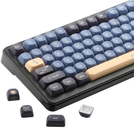PBT Keycaps Blue Black MOA Profile Keycaps 134 Keys Custom Keyboard Keycaps | Custom Keycaps for Mechanical Keyboards with Cherry/Gateron MX Switches