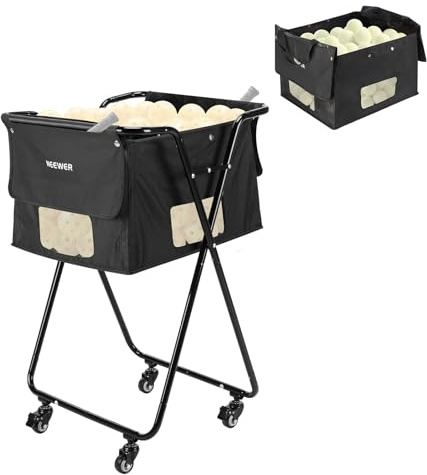 NEEWER Panier à Balles de Tennis Pickleball avec Roues, Panier de Ramassage Roulant pour 140 Pickleballs et 175 Balls Tennis, Accessoire d'Équipement de Court de Tennis pour Entraînement,PB01X