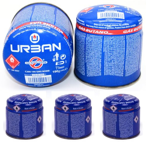 URBAN lighting Dacada 2005 Pack 5 Cartuchos Gas Butano Propano Recargables B-190 (190g) | Recambio Universal para Soplete, Soldador y Hornillo Portátil