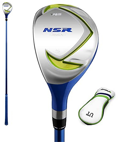 Mazza da golf per bambini con guida a sinistra, in legno ibrido di ferro, per insegnare ai bambini e alle bambine, in legno fairway con copertura per la testa (sinistra, #5 (9-12 anni), blu)