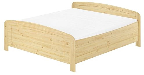 Erst-Holz® Seniorenbett extra hoch 180x200 Doppelbett Holzbett Massivholz Kiefer Bett mit Rollrost 60.44-18 M