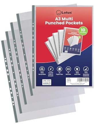 Bolsillos perforados de alta calidad A3, carteras de polietileno transparente de 90 micras, fundas protectoras de hojas transparentes y resistentes para documentos, presentaciones y almacenamiento de