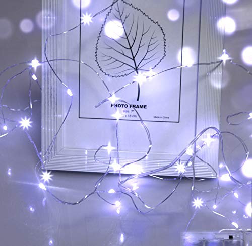 cshare Guirlande Lumineuse, 5M 50LED Girlande de Lumière IP65 Etanche Guirlande LED Decoration pour Sapin de Chambre Noël Mariage Fête Festival Halloween Jardin Terrasse Pelouse(Blanc froid)