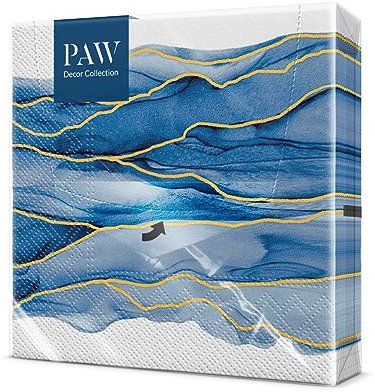 PAW - Servietten 3-lagig (33 x 33 cm) I 20 Stück I Perfekt für Kommunion, Hochzeit, Konfirmation und Feiern I Papierservietten Bunt mit Dekorationen I Besondere Anlässe, Ornamente, Luxus I Watercolor