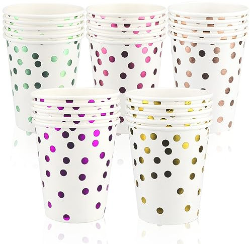 Vasos de Papel Vasos Desechables 250 ml Vasos de Carton Colores Tazas de Fiesta Biodegradables Vasos Desechables Color para Café Té Bebidas Frías Bebidas Calientes 50 Piezas