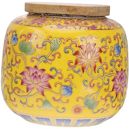 CIYODO Ceramic Tea Canister with Airtight Lid Sealing Storage Tank for Tea Storage Elegant Ceramic Tea Storage Pot for Kitchen and Dining