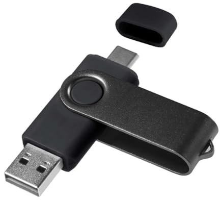 Yaxiny Unidad flash USB C de 16 GB, 1 unidad, OTG USB C Pen Drive, USB 2.0 y USB C, memoria tipo C para smartphone USB A+USB C Android, color negro metálico