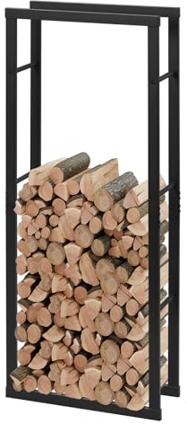 Laneetal Range-Bûches, Étagère pour Bois de Cheminée Intérieur Extérieur, 150x60x25cm, Métal, Noir