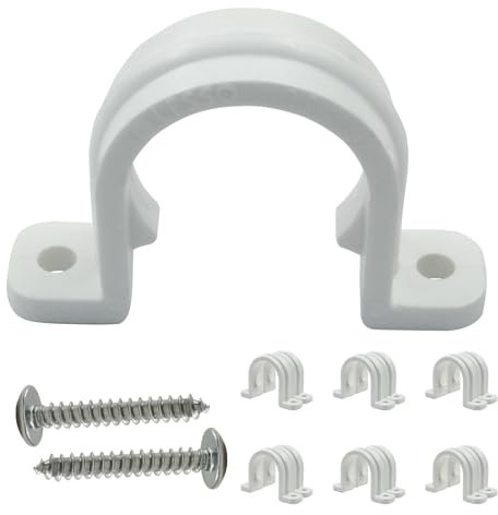 Bonsicoky 12 Set PVC Pipe Clamps - 1 Plastic Pipe Straps with Screws - Two Hole Plastic Pipe Clamps Clips - PVC Conduit Clips for Conduit Cables Hose