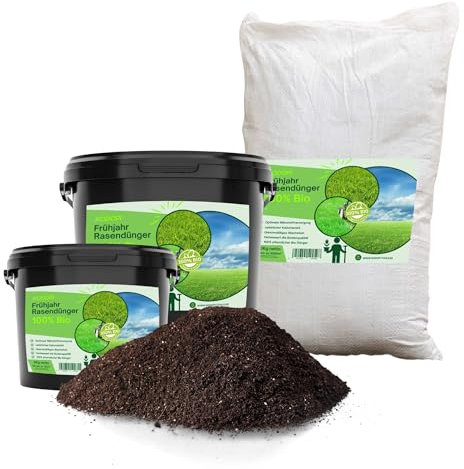 100% Pflanzlicher Bio Rasendünger Frühjahr 3kg - Kaliumreich, Staubarmes Granulat - gesunder Rasen verdrängt Moos, Ideal für Frühjahr und Sommer - Ideal für Streuwagen