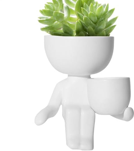 pot de fleurs pour grasses – Petits pots en forme de figurine | Pot de fleurs en céramique en forme de hibou, portable pour yuccas, orpins, pot de fleurs pour jardin, cour,