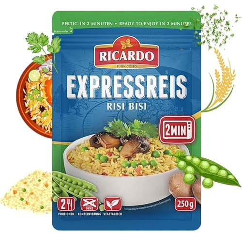 RICARDO Express Risi Risi Bisi 16 x 250 g Arroz Preparación Comida Preparada Microondas/Sartén rápida y sencilla