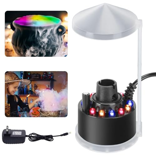 Ultrasonic fog maker, nebulizzatore a ultrasuoni, 12 LED che cambiano colore, dispositivo per nebbia a ultrasuoni, per Halloween Pumpkin e strega, fontana/stagno/nebbia nebulizzatore