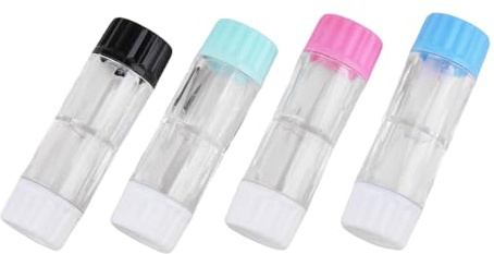 ZenithQuest Mini Colorful Contact Lens Cases：4PCS Travel RGP Hard Case Protective Box Cosmetic Container Holder Lens Solution(Black Green Blue and Pink)