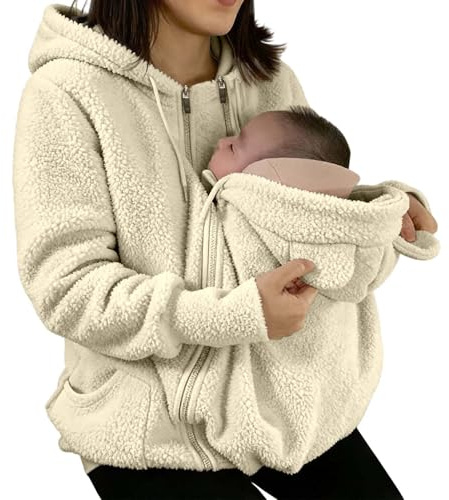 Generico Giacca Premaman e Porta Bebè Multifunzionale 5 in 1 | Cappotto Porta Bebè Donna con Cappuccio e Cerniera