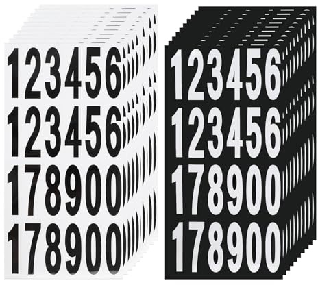 20PCS Numéros Adhésifs Réfléchissants de 7,6 cm Pour Boîte Aux Lettres, Numéros d'Adresse, Autocollants pour Poubelles, Panneaux, Voitures et Camions, Blanc + Noir