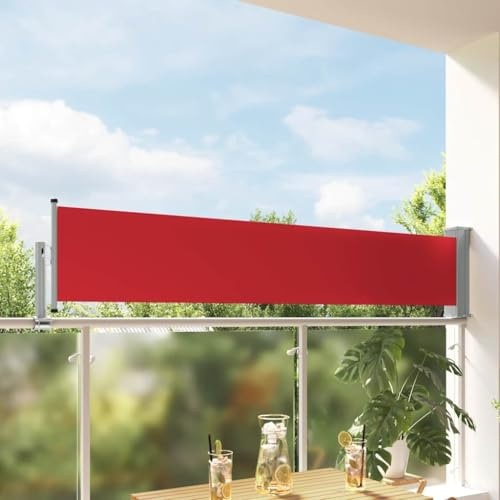 Nqyjm Tenda da sole laterale allungabile, 60 x 300 cm, colore rosso, protezione dal vento, parasole per balcone, terrazza, giardino