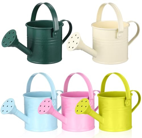 SHINEOFI 5pcs Kids Watering Can Set, Mini Watering Pots with Long Spout for Plants, Garden Home Use, Indoor Outdoor Easy Gardening Fun Toys