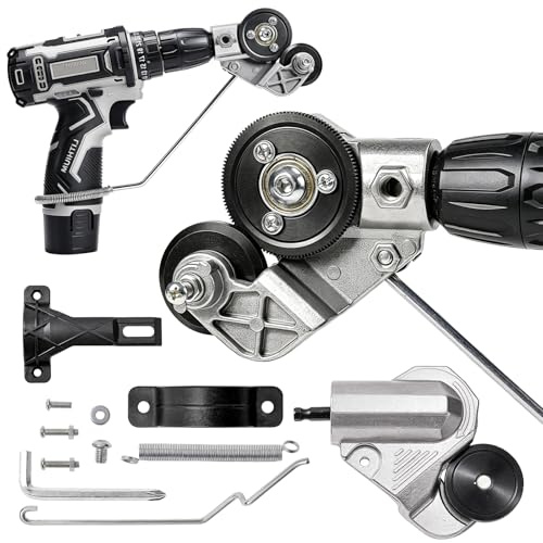 Metal Nibbler Drill Attachment, Heavy Duty Sheet Metal Cutter with Double Head Design, Professional Drill Nibbler for Precise and Fast Cutting of Steel, Iron, Aluminum, Copper and DIY Roofing Panels