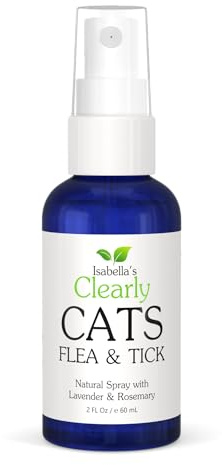 Isabella's Clearly Cats | Ticks and Fleas Product with Rosemary and Lavender | Topical Spray for Cats. Smells Great. Made in USA.